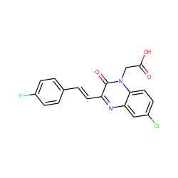 O=C(O)Cn1c(=O)c(/C=C/c2ccc(F)cc2)nc2cc(Cl)ccc21 ZINC000169342612