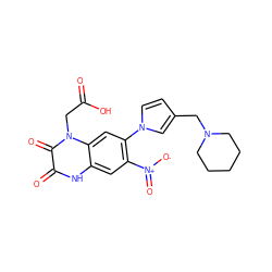 O=C(O)Cn1c(=O)c(=O)[nH]c2cc([N+](=O)[O-])c(-n3ccc(CN4CCCCC4)c3)cc21 ZINC000001485751