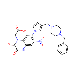 O=C(O)Cn1c(=O)c(=O)[nH]c2cc([N+](=O)[O-])c(-n3ccc(CN4CCN(Cc5ccccc5)CC4)c3)cc21 ZINC000013445038