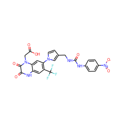 O=C(O)Cn1c(=O)c(=O)[nH]c2cc(C(F)(F)F)c(-n3ccc(CNC(=O)Nc4ccc([N+](=O)[O-])cc4)c3)cc21 ZINC000036338509