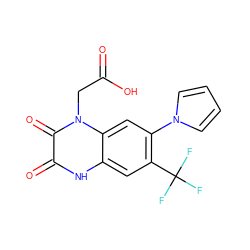 O=C(O)Cn1c(=O)c(=O)[nH]c2cc(C(F)(F)F)c(-n3cccc3)cc21 ZINC000036294551