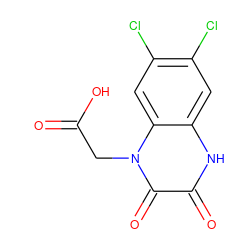 O=C(O)Cn1c(=O)c(=O)[nH]c2cc(Cl)c(Cl)cc21 ZINC000000005225