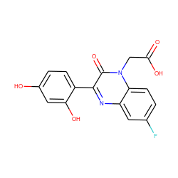 O=C(O)Cn1c(=O)c(-c2ccc(O)cc2O)nc2cc(F)ccc21 ZINC000299869161