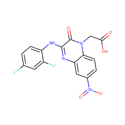 O=C(O)Cn1c(=O)c(Nc2ccc(F)cc2F)nc2cc([N+](=O)[O-])ccc21 ZINC000169342615