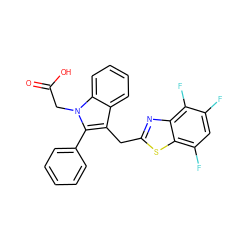 O=C(O)Cn1c(-c2ccccc2)c(Cc2nc3c(F)c(F)cc(F)c3s2)c2ccccc21 ZINC000011536231