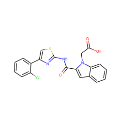 O=C(O)Cn1c(C(=O)Nc2nc(-c3ccccc3Cl)cs2)cc2ccccc21 ZINC000000537914