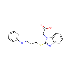 O=C(O)Cn1c(SCCCNc2ccccc2)nc2ccccc21 ZINC000084653271