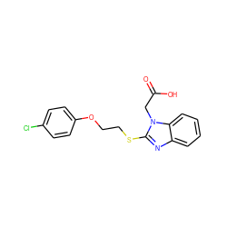 O=C(O)Cn1c(SCCOc2ccc(Cl)cc2)nc2ccccc21 ZINC000169302115