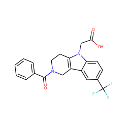 O=C(O)Cn1c2c(c3cc(C(F)(F)F)ccc31)CN(C(=O)c1ccccc1)CC2 ZINC000038253225