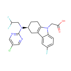 O=C(O)Cn1c2c(c3cc(F)ccc31)C[C@@H](N(CC(F)F)c1ncc(Cl)cn1)CC2 ZINC000118884043