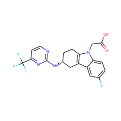 O=C(O)Cn1c2c(c3cc(F)ccc31)C[C@H](Nc1nccc(C(F)(F)F)n1)CC2 ZINC000145872985