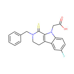 O=C(O)Cn1c2c(c3cc(F)ccc31)CCN(Cc1ccccc1)C2=S ZINC000073198538