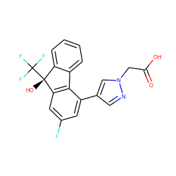 O=C(O)Cn1cc(-c2cc(F)cc3c2-c2ccccc2[C@@]3(O)C(F)(F)F)cn1 ZINC000140960919