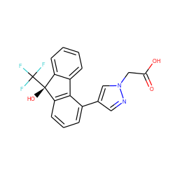 O=C(O)Cn1cc(-c2cccc3c2-c2ccccc2[C@@]3(O)C(F)(F)F)cn1 ZINC000143446671