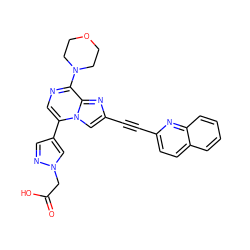 O=C(O)Cn1cc(-c2cnc(N3CCOCC3)c3nc(C#Cc4ccc5ccccc5n4)cn23)cn1 ZINC000222038392