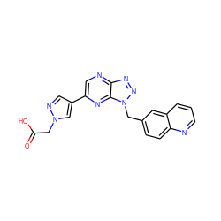 O=C(O)Cn1cc(-c2cnc3nnn(Cc4ccc5ncccc5c4)c3n2)cn1 ZINC000095554782