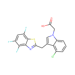 O=C(O)Cn1cc(Cc2nc3c(F)c(F)cc(F)c3s2)c2c(Cl)cccc21 ZINC000011536230