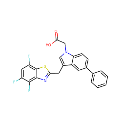 O=C(O)Cn1cc(Cc2nc3c(F)c(F)cc(F)c3s2)c2cc(-c3ccccc3)ccc21 ZINC000011536154