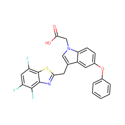 O=C(O)Cn1cc(Cc2nc3c(F)c(F)cc(F)c3s2)c2cc(Oc3ccccc3)ccc21 ZINC000011536155