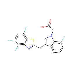 O=C(O)Cn1cc(Cc2nc3c(F)c(F)cc(F)c3s2)c2cccc(F)c21 ZINC000011536225