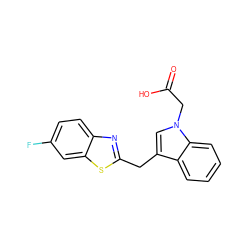 O=C(O)Cn1cc(Cc2nc3ccc(F)cc3s2)c2ccccc21 ZINC000011536146