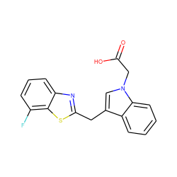 O=C(O)Cn1cc(Cc2nc3cccc(F)c3s2)c2ccccc21 ZINC000011536235