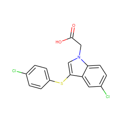 O=C(O)Cn1cc(Sc2ccc(Cl)cc2)c2cc(Cl)ccc21 ZINC000073196619