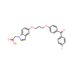 O=C(O)Cn1ccc2cc(OCCCOc3ccc(C(=O)c4ccc(F)cc4)cc3)ccc21 ZINC000013681495