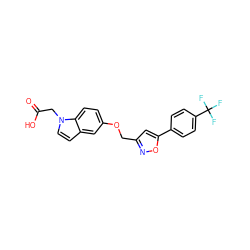 O=C(O)Cn1ccc2cc(OCc3cc(-c4ccc(C(F)(F)F)cc4)on3)ccc21 ZINC000028822719