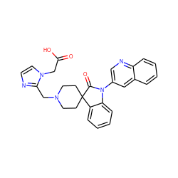 O=C(O)Cn1ccnc1CN1CCC2(CC1)C(=O)N(c1cnc3ccccc3c1)c1ccccc12 ZINC000084725195