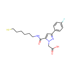 O=C(O)Cn1nc(-c2ccc(F)cc2)cc1C(=O)NCCCCCCS ZINC000653699897