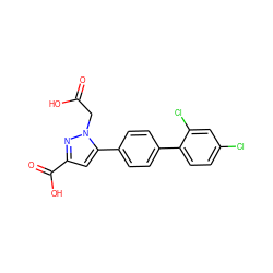 O=C(O)Cn1nc(C(=O)O)cc1-c1ccc(-c2ccc(Cl)cc2Cl)cc1 ZINC000013534759