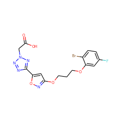 O=C(O)Cn1nnc(-c2cc(OCCCOc3cc(F)ccc3Br)no2)n1 ZINC000043200414