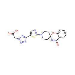 O=C(O)Cn1nnc(-c2cnc(N3CCC4(CC3)NC(=O)c3ccccc3O4)s2)n1 ZINC000200038039