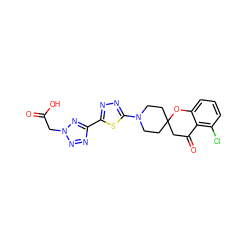 O=C(O)Cn1nnc(-c2nnc(N3CCC4(CC3)CC(=O)c3c(Cl)cccc3O4)s2)n1 ZINC000143381767