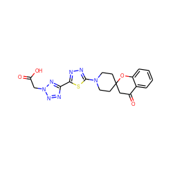 O=C(O)Cn1nnc(-c2nnc(N3CCC4(CC3)CC(=O)c3ccccc3O4)s2)n1 ZINC000200038656