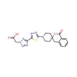 O=C(O)Cn1nnc(-c2nnc(N3CCC4(CC3)Cc3ccccc3C(=O)O4)s2)n1 ZINC000200038154