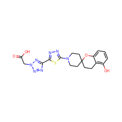 O=C(O)Cn1nnc(-c2nnc(N3CCC4(CCc5c(O)cccc5O4)CC3)s2)n1 ZINC000200039446