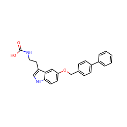 O=C(O)NCCc1c[nH]c2ccc(OCc3ccc(-c4ccccc4)cc3)cc12 ZINC000095596126