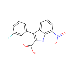 O=C(O)c1[nH]c2c([N+](=O)[O-])cccc2c1-c1cccc(F)c1 ZINC000103244210