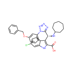 O=C(O)c1[nH]c2cc(Cl)ccc2c1[C@@H](NC1CCCCCC1)c1nnnn1-c1cccc(OCc2ccccc2)c1 ZINC001772633997