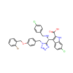 O=C(O)c1[nH]c2cc(Cl)ccc2c1[C@@H](NCc1ccc(Cl)cc1)c1nnnn1Cc1ccc(OCc2ccccc2Br)cc1 ZINC001772615471
