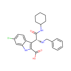 O=C(O)c1[nH]c2cc(Cl)ccc2c1[C@@H](NCc1ccccc1)C(=O)NC1CCCCC1 ZINC000113882447
