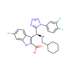 O=C(O)c1[nH]c2cc(Cl)ccc2c1[C@H](NCC1CCCCC1)c1nnnn1-c1ccc(F)c(Cl)c1 ZINC001772588242