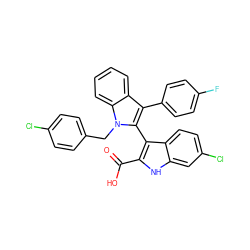 O=C(O)c1[nH]c2cc(Cl)ccc2c1-c1c(-c2ccc(F)cc2)c2ccccc2n1Cc1ccc(Cl)cc1 ZINC000653760094