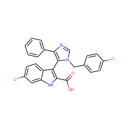 O=C(O)c1[nH]c2cc(Cl)ccc2c1-c1c(-c2ccccc2)ncn1Cc1ccc(Cl)cc1 ZINC000044460259