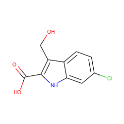 O=C(O)c1[nH]c2cc(Cl)ccc2c1CO ZINC000029395725