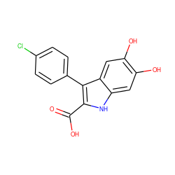 O=C(O)c1[nH]c2cc(O)c(O)cc2c1-c1ccc(Cl)cc1 ZINC000084738654