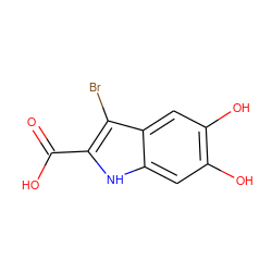 O=C(O)c1[nH]c2cc(O)c(O)cc2c1Br ZINC000084690878