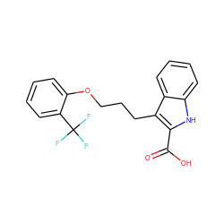 O=C(O)c1[nH]c2ccccc2c1CCCOc1ccccc1C(F)(F)F ZINC000095594731